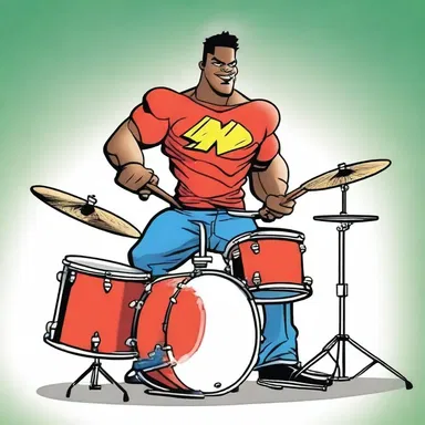 In the comic book series, the hero's sidekick is a talented drummer who always saves the day with rhythm.