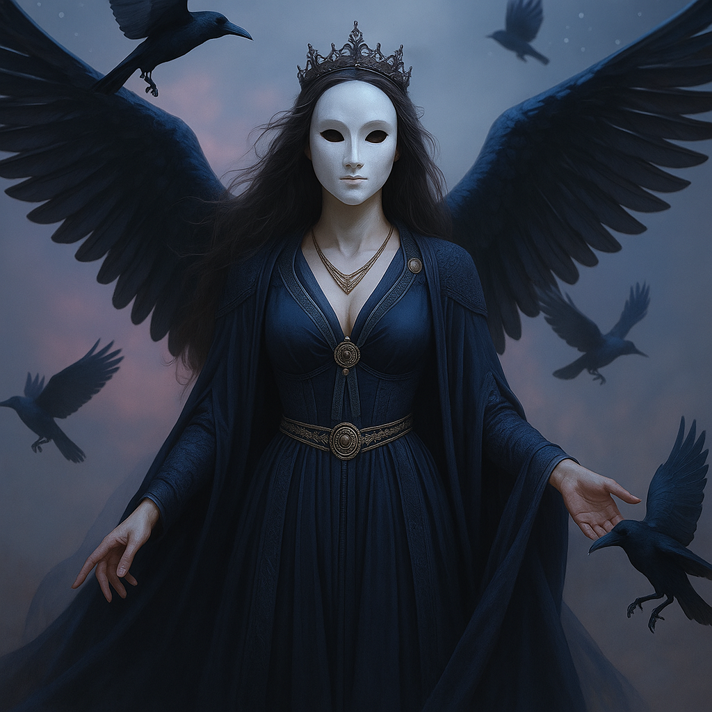 give her a white porcelain mask