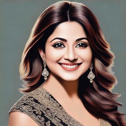 A high-quality digital art portrait of Anushka Sharma, the popular Indian actress