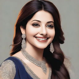 A high-quality digital art portrait of Anushka Sharma, the popular Indian actress