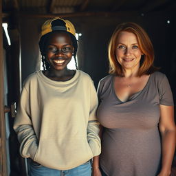 Inside a rundown shack in Africa, a 30-year-old African woman displays a wicked demeanor while standing with her hands in her sweatshirt pockets