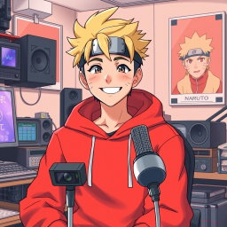 An anime boy with a mature appearance, embodying the essence of a confident Instagram content creator