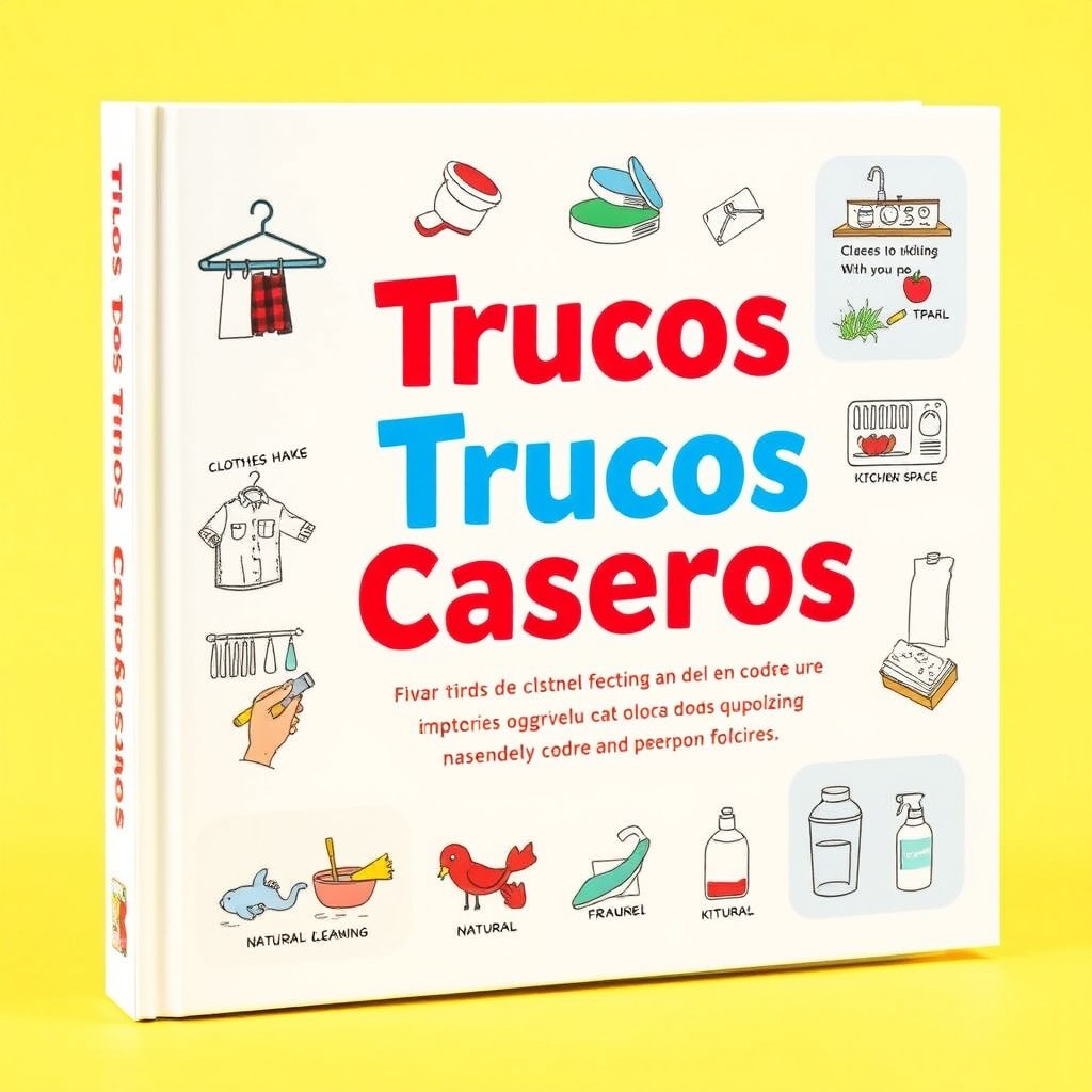 A creatively designed book cover for a guide on homemade tricks and tips