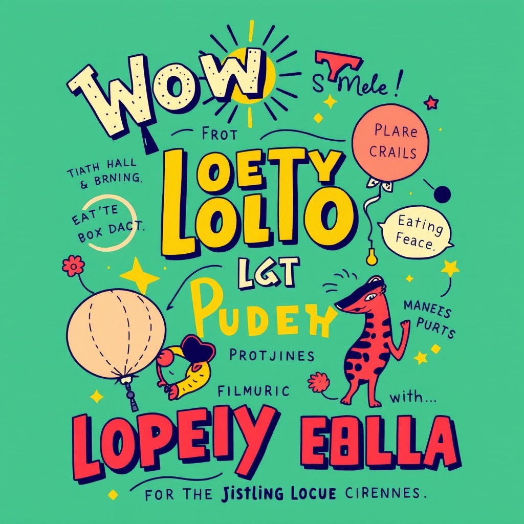 A vibrant retro t-shirt design featuring colorful, whimsical illustrations inspired by Leonetto Cappiello's style