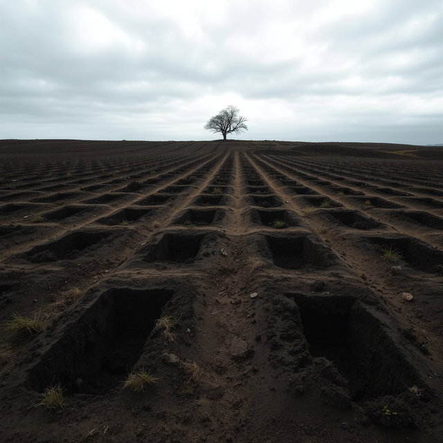 Chilling Desolation: A Field of Open Graves