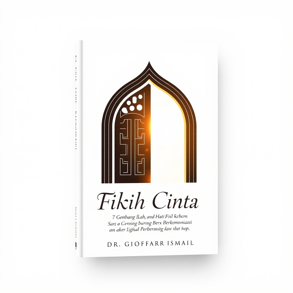 Book cover design for "Fikih Cinta: 7 Gerbang Ilahi, Berkomunikasi dari Hati ke Hati" by Dr