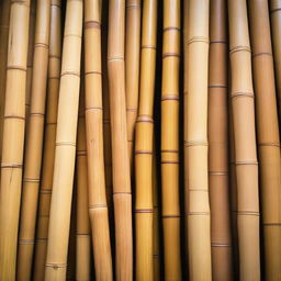 Close-up view of raw Javanese bamboo, traditionally used in furniture making, captured against a natural backdrop.