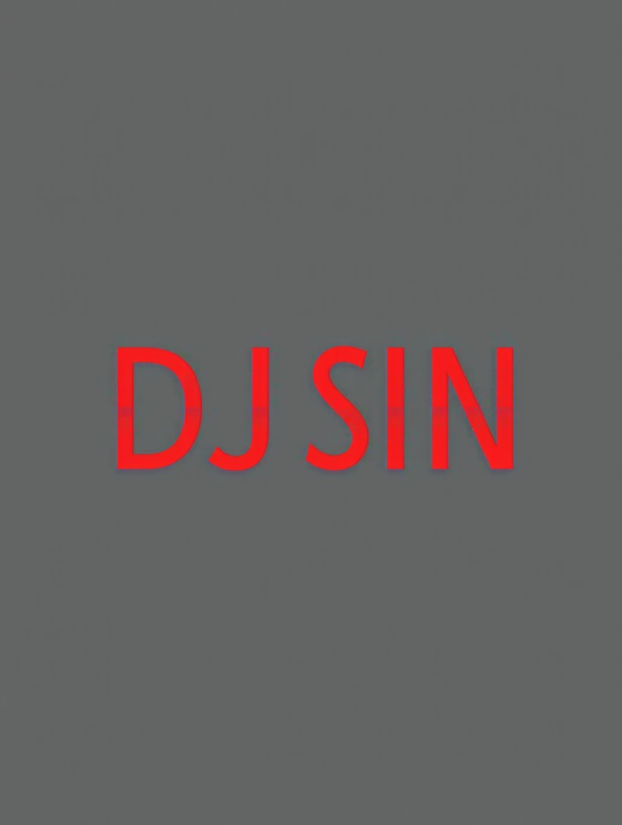 A sleek and modern logo for 'DJ SIN' using only typography