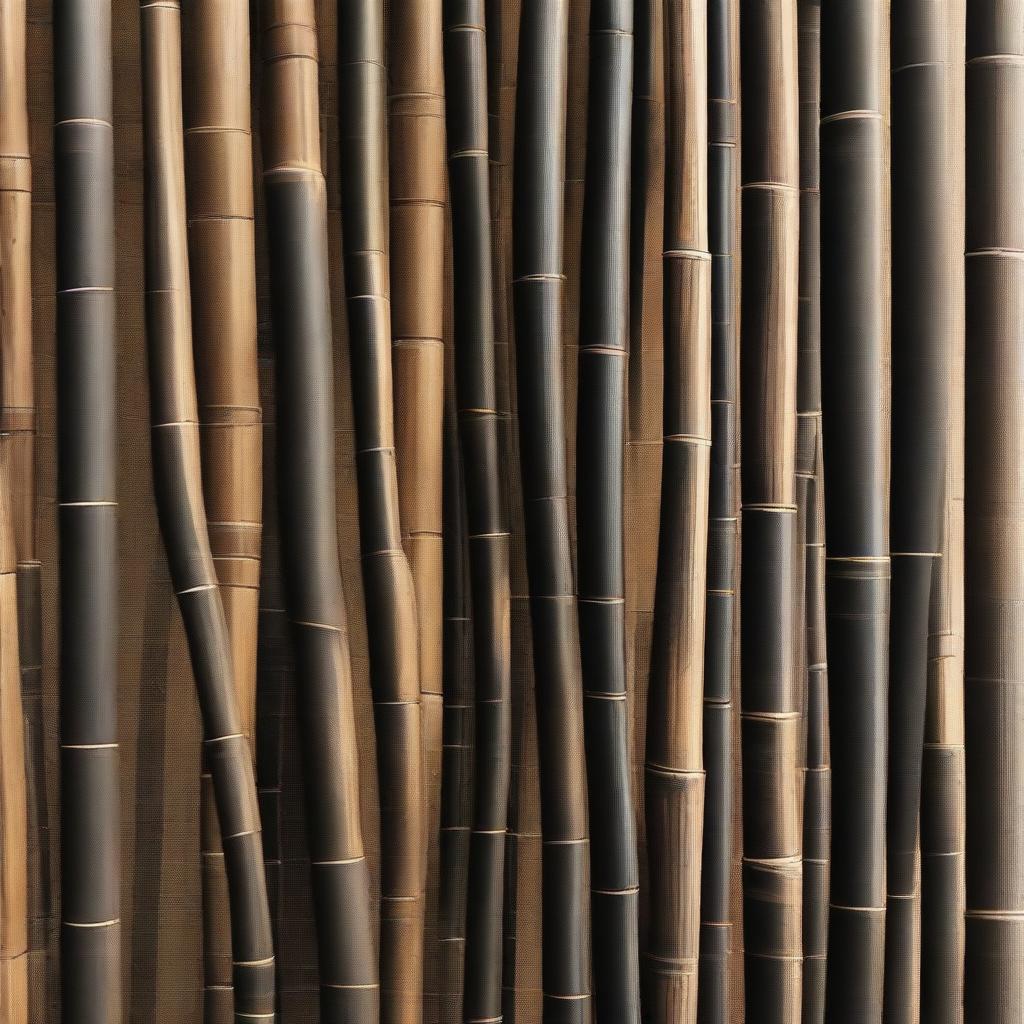 Showcase the stark contrast and texture of raw, black Javanese bamboo, often chosen for its unique aesthetic in furniture design.