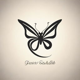 Design a logo featuring a linear butterfly in profile view, elegantly poised on a letter 'P' styled in a calligraphy font.