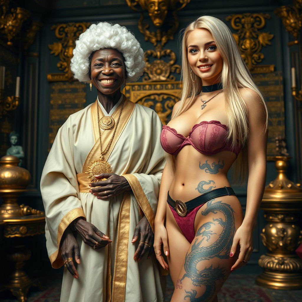 A noble medieval room adorned with various gold relics and opulent decorations