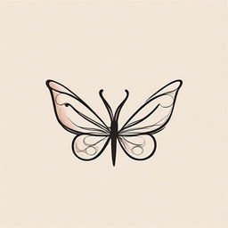 Design a logo featuring a linear butterfly in profile view, elegantly poised on a letter 'P' styled in a calligraphy font.