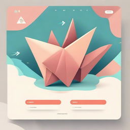 A login page design featuring a detailed illustration of an origami art piece.