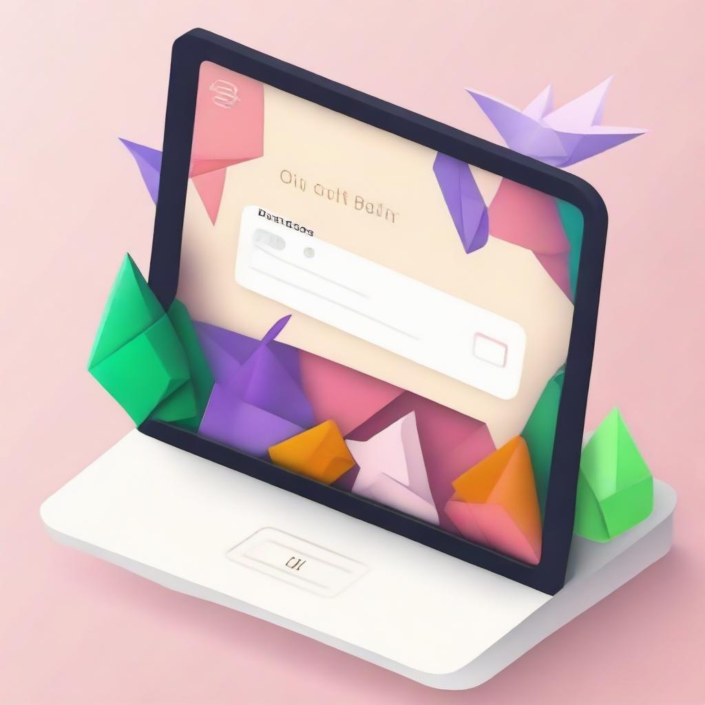 A login page design featuring a detailed illustration of an origami art piece.