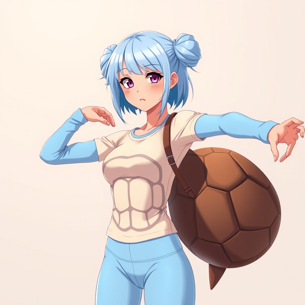 An anime woman with beautifully tanned skin and striking magenta eyes