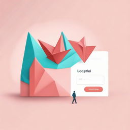 A login page design featuring a detailed illustration of an origami art piece.