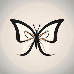 Create a logo with a side view of a linear butterfly, positioned on a letter 'P' designed in a calligraphy font.