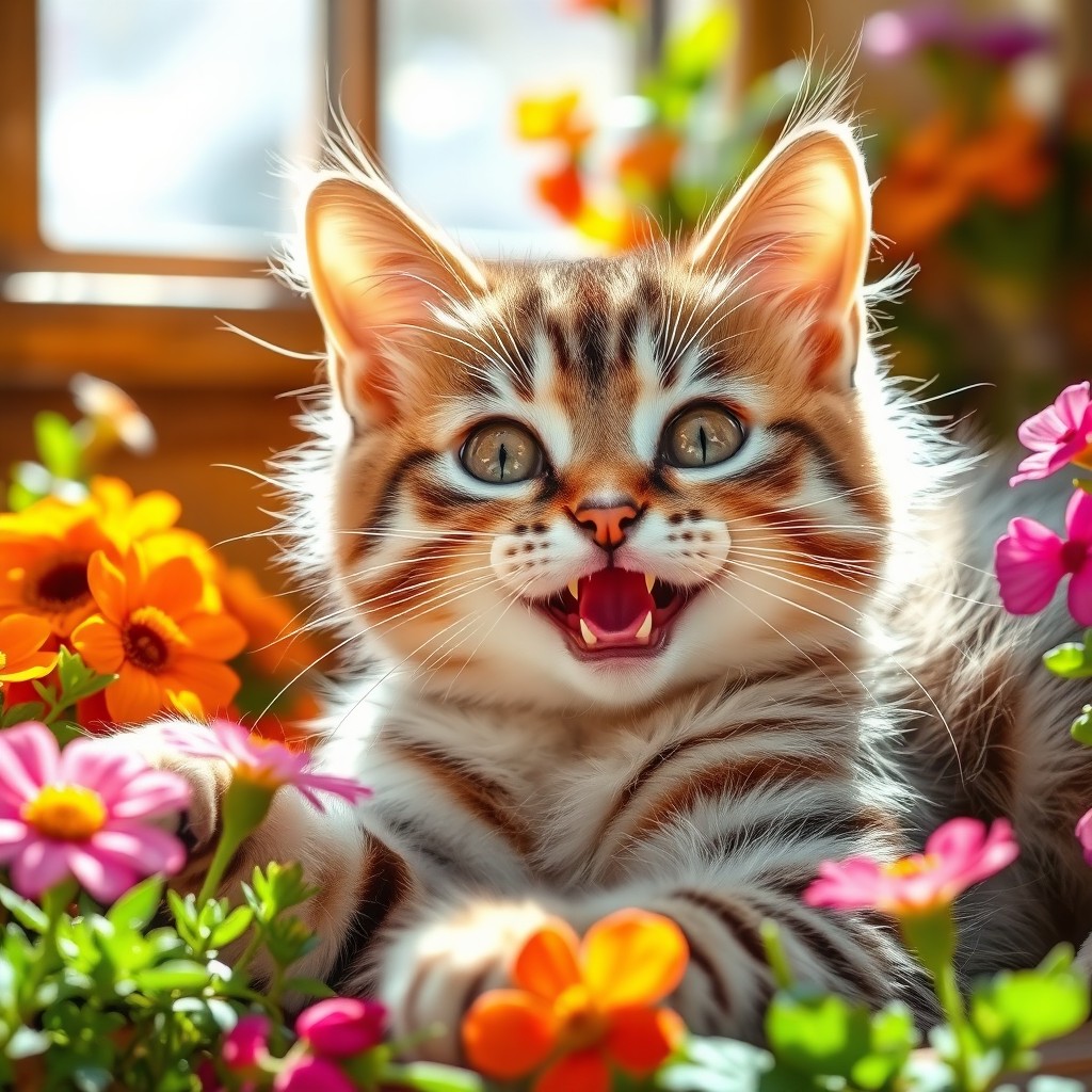 Joyful Cat with Bright Eyes