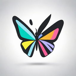 Generate an image of a logo featuring a linear butterfly, viewed and posed from the side.