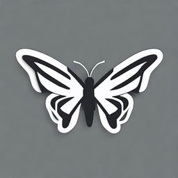 Generate an image of a logo featuring a linear butterfly, viewed and posed from the side.