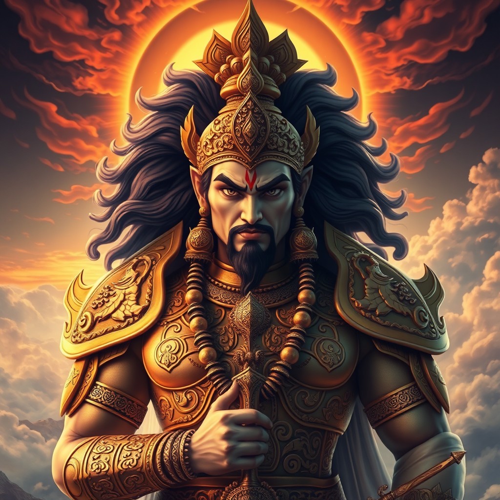 A stunning portrait of Hiryanksha, depicted as a powerful and formidable deity