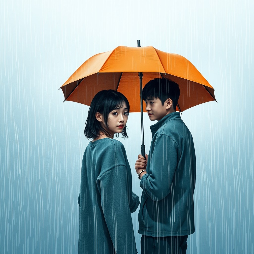 A book cover design featuring a gentle rain atmosphere, creating a serene and cold feeling
