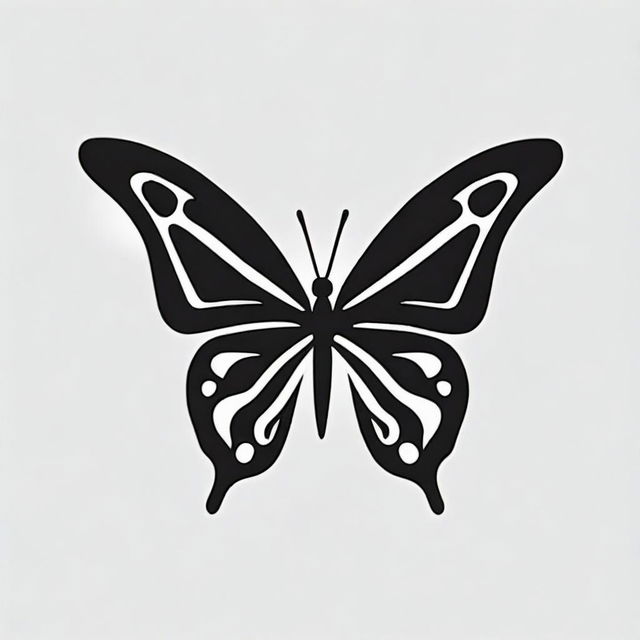 Generate an image of a logo featuring a line-drawn butterfly.