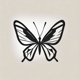 Generate an image of a logo featuring a line-drawn butterfly.