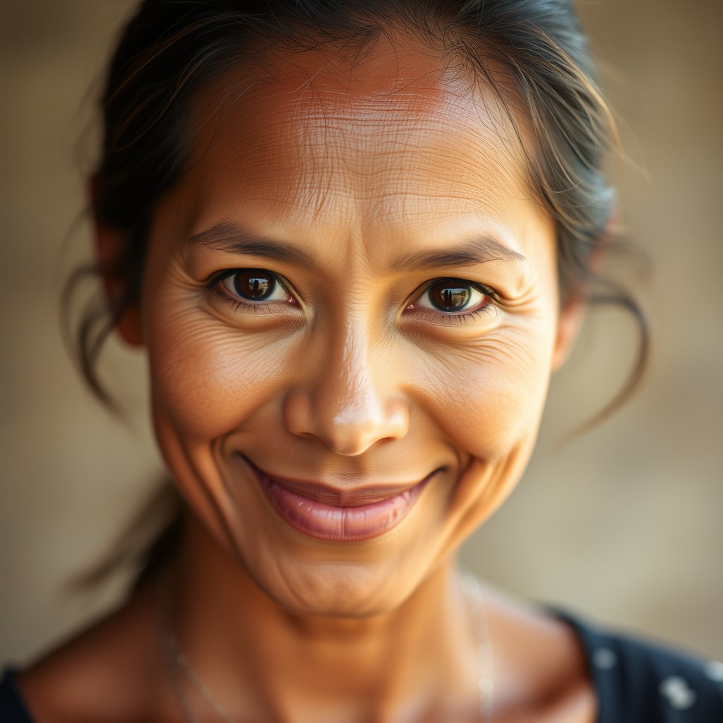 A portrait of a woman with distinct Bangka island features
