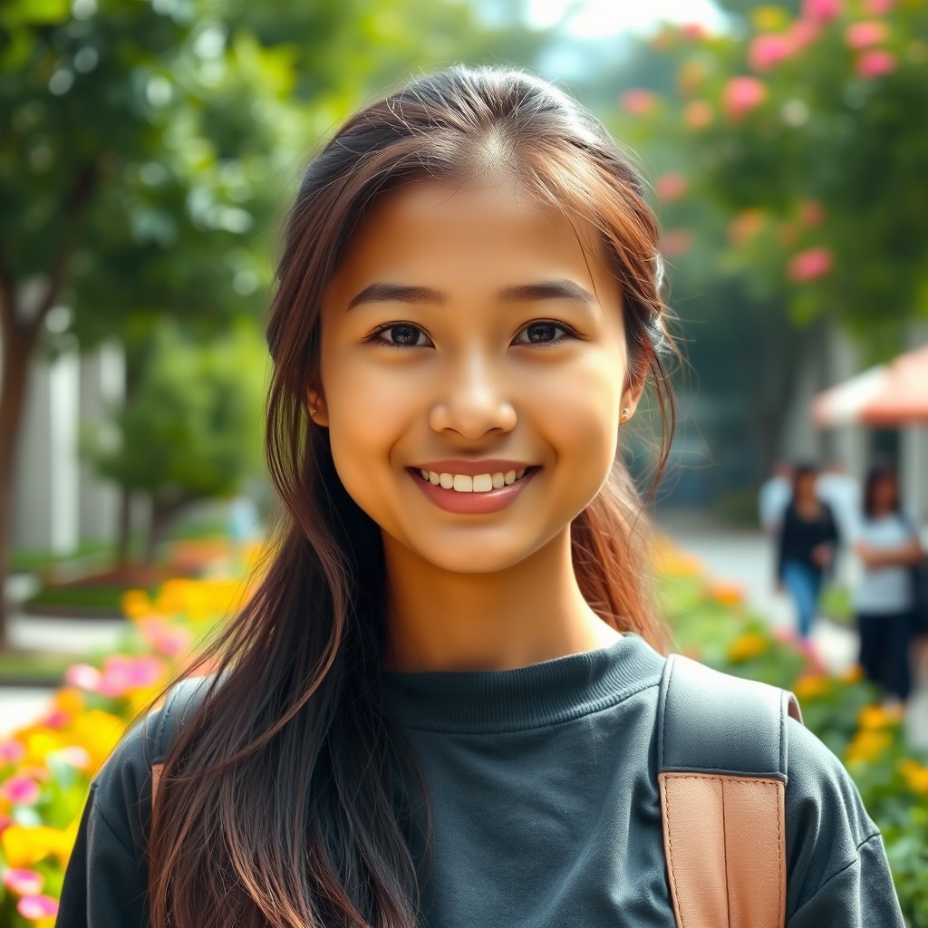 A beautiful female college student with distinctive local features from Bangka