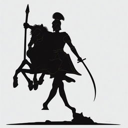 Adjust the image to show the black silhouette of the Roman centurion riding his chariot, brandishing a spear and facing forward.