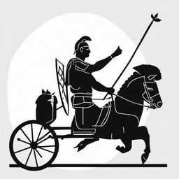 Adjust the image to show the black silhouette of the Roman centurion riding his chariot, brandishing a spear and facing forward.