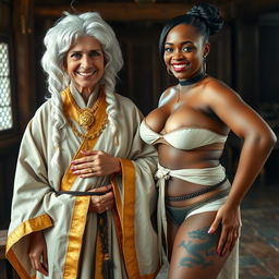 In a medieval room, a scene is set with rich details