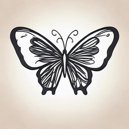 Create an image of a logo featuring a butterfly, styled with distinctive line Drawing.