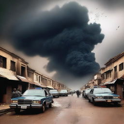 This is a high-quality digital art image capturing a poignant scene in a Hausa Neighbourhood