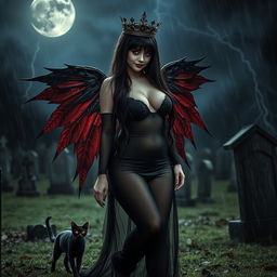 A photographic image capturing a very beautiful, innocent, curvy, sexy girl with very long black, red, and silver hair cascading down her back