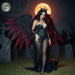 A photographic image of a beautiful, innocent, curvy, sexy girl with extraordinarily long black, red, and silver hair that flows gracefully as she walks