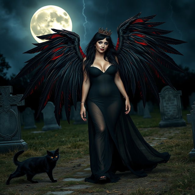 A photographic image of a beautiful, innocent, curvy, sexy girl with extraordinarily long black, red, and silver hair that flows gracefully as she walks