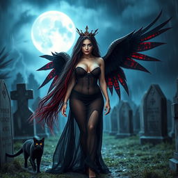 A photographic image of a beautiful, innocent, curvy, sexy girl with extraordinarily long black, red, and silver hair flowing elegantly