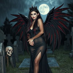 A photographic image of a beautiful, innocent, curvy, sexy girl with extraordinarily long black, red, and silver hair that cascades down her back