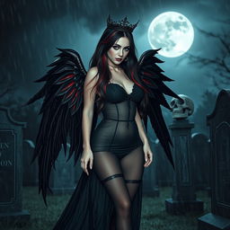 A photographic image of a beautiful, innocent, curvy, sexy girl with extraordinarily long black, red, and silver hair that cascades down her back