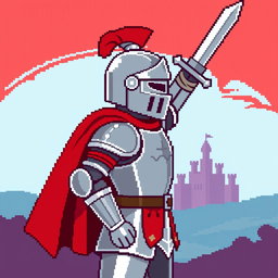 A knight in profile view, designed in an iconic 16x16 pixel art style