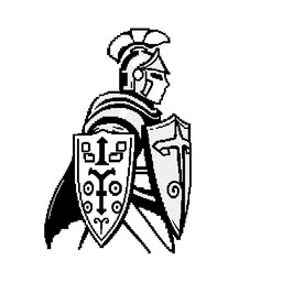 A knight depicted in a left-side profile view, created in a monochrome 16x16 pixel art style