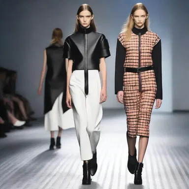 The fashion designer incorporated a motif resembling a cart track into their new collection, adding an industrial edge to the garments.