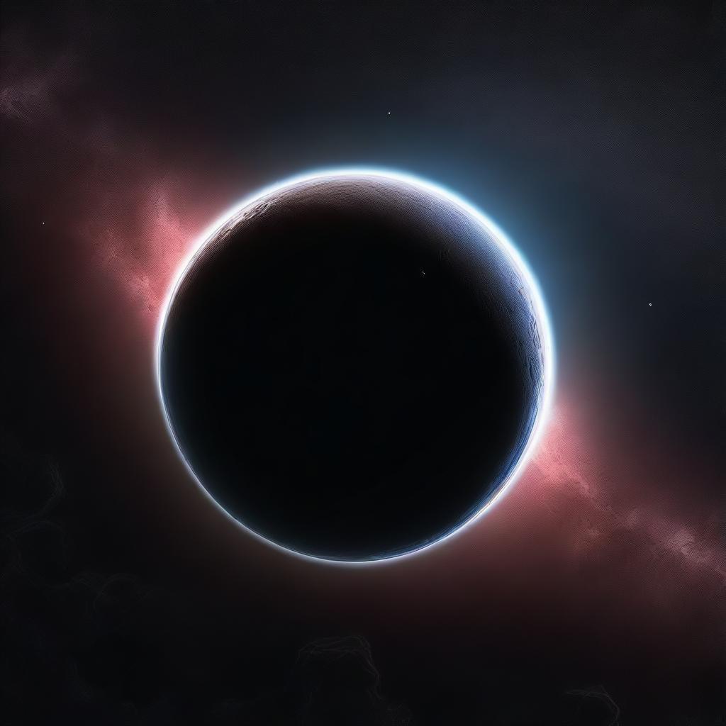 This is a high-quality digital art image, portraying a mysterious and dark planet