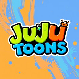 A vibrant and playful logo for a channel or social media platform named 'JuJu Toons'