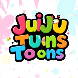 A vibrant and playful logo for a channel or social media platform named 'JuJu Toons'
