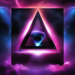 This is a high-quality digital art image, featuring a triangular portal opening in space