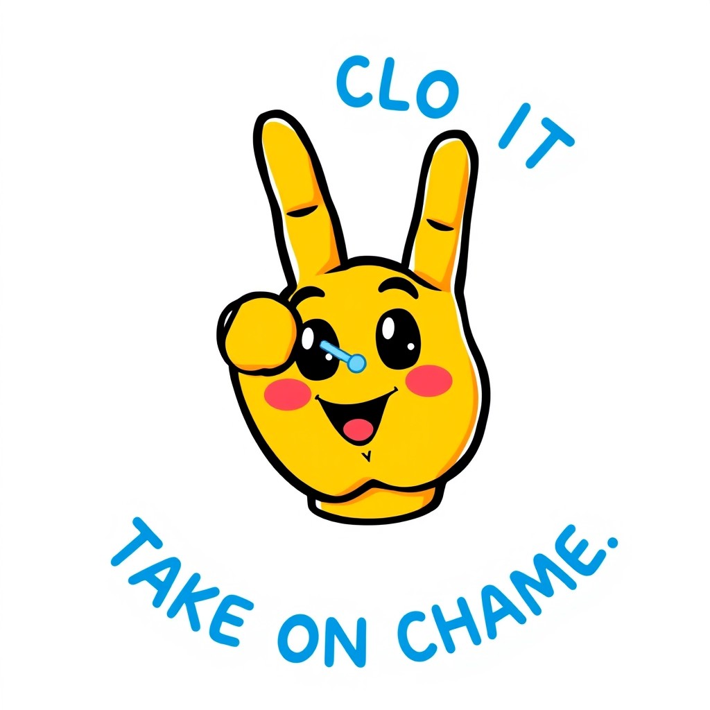 A vibrant and playful illustration of a hand emoji making a 'clock it' gesture