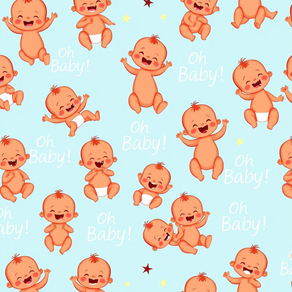 A lively design featuring multiple adorable brown babies, each with joyful expressions, set against a vibrant blue background